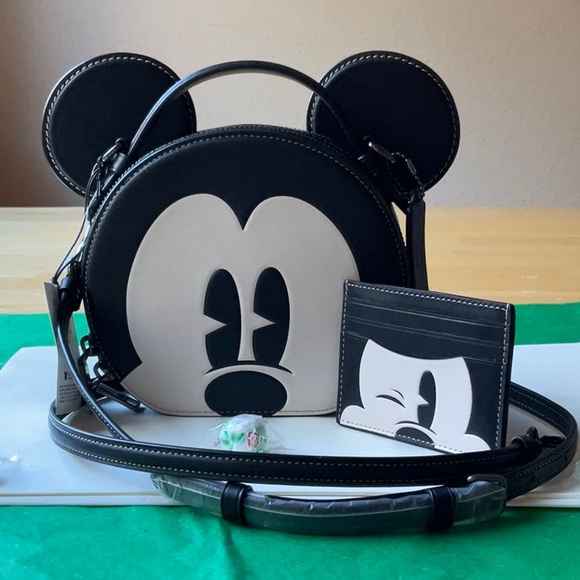 🐭 DISNEY X COACH MICKEY MOUSE EAR BAG & CARD CASE 🐭 NWT 🐭 - Picture 6 of 16